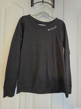 Be Kind Long-Sleeve Kids Top - Charcoal